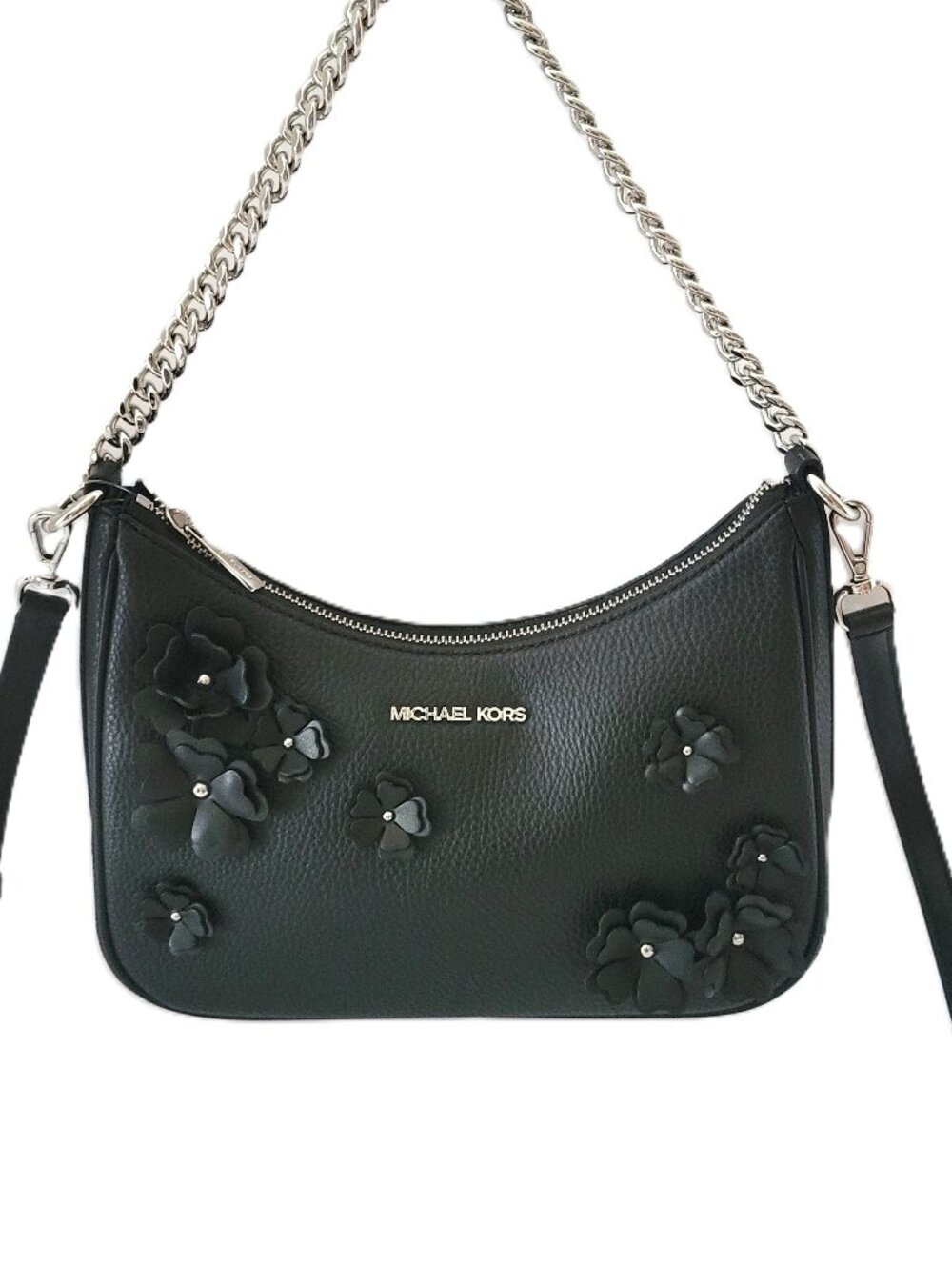 Michael Kors Jet Set Travel Large Embellished Pouchette Crossbody Black